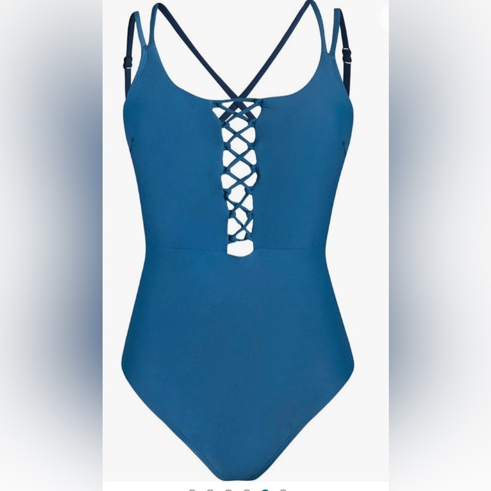 Cupshe Blue Lace-Up One-Piece Swimsuit
